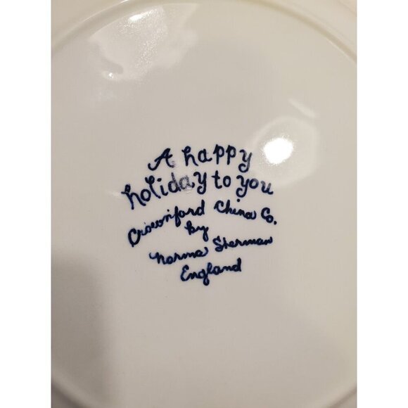 Vintage 1974 Royal Crownford Plate 8.5" Merry Christmas Blue White Transferware - Picture 7 of 9